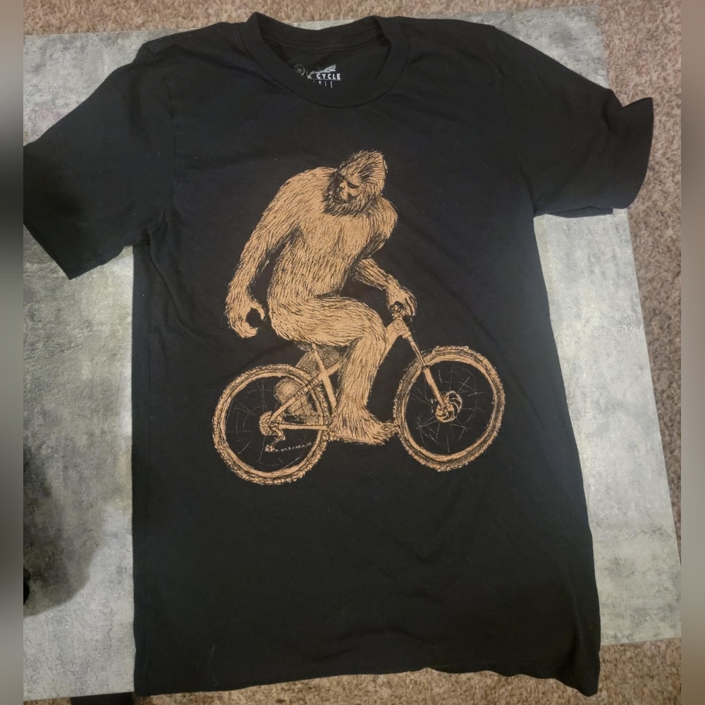 Dark Cycle Clothing Bigfoot on a Bike Graphic Tee Shirt